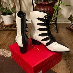 Strange Cvlt Coven black and white booties 9